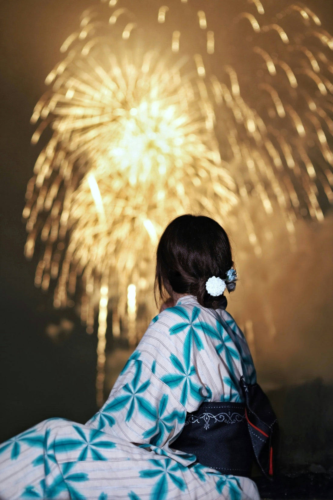 Japanese summer festival lanterns and fireworks, a symbol of wabi-sabi impermanence